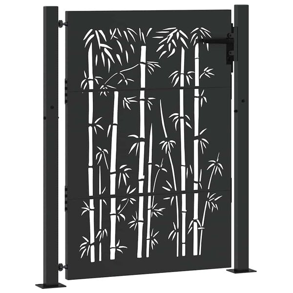 vidaXL Garden Gate 100x125 cm Corten Steel Bamboo Design