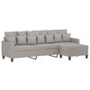 vidaXL 3-Seater Sofa with Footstool Light Grey 210 cm Fabric