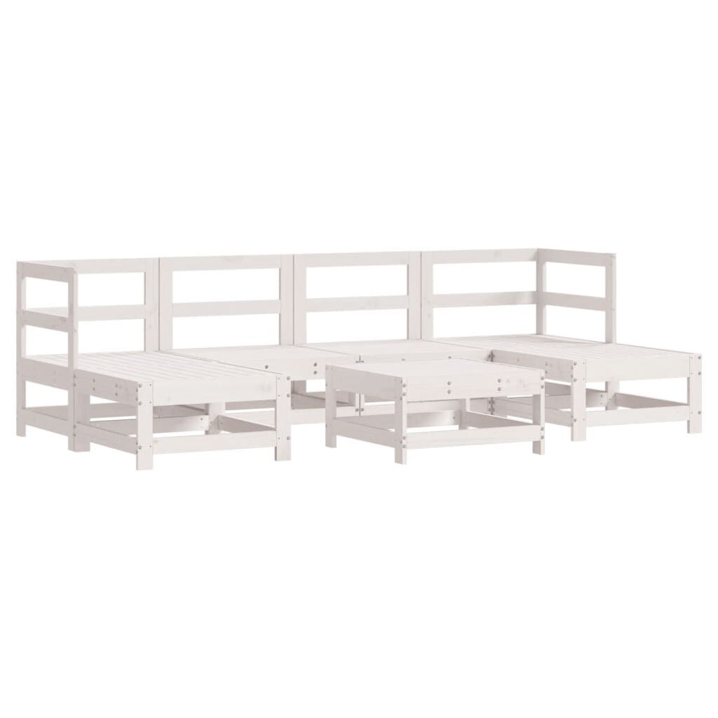 vidaXL 7 Piece Garden Lounge Set White Solid Wood Pine