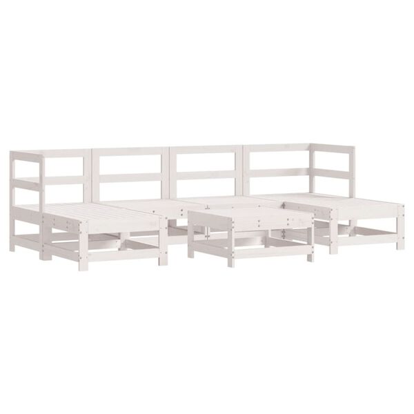 vidaXL 7 Piece Garden Lounge Set White Solid Wood Pine
