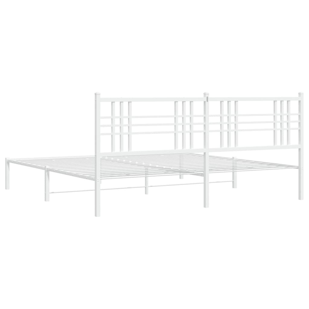 vidaXL Metal Bed Frame without Mattress with Headboard White 193x203cm