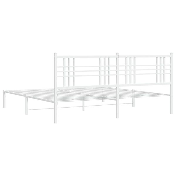 vidaXL Metal Bed Frame without Mattress with Headboard White 193x203cm