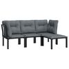 vidaXL 4 Piece Garden Lounge Set Black and Grey Poly Rattan