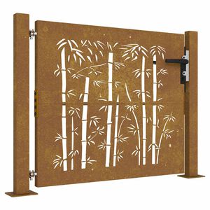 vidaXL Garden Gate 105x105 cm Corten Steel Bamboo Design