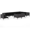 vidaXL 10 Piece Garden Lounge Set with Cushions Poly Rattan Dark Grey