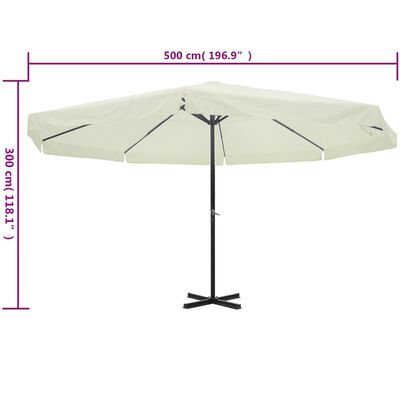 vidaXL Garden Parasol White Aluminium 500 cm