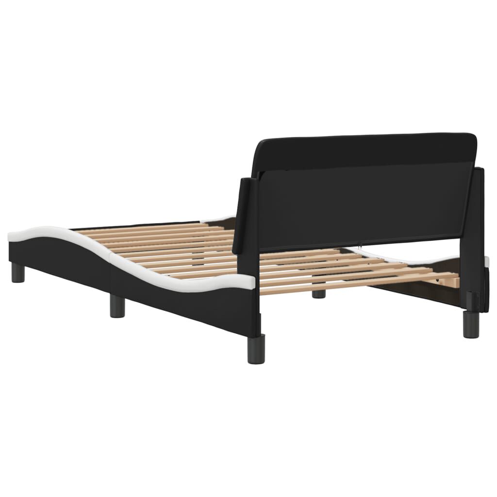vidaXL Bed Frame without Mattress Black and White 100x190 cm Faux Leather
