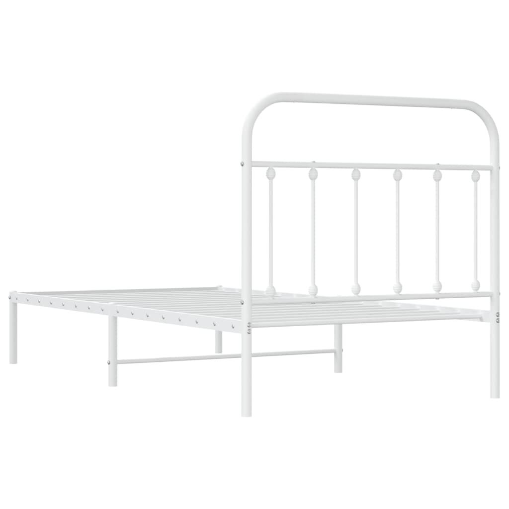 vidaXL Metal Bed Frame without Mattress with Headboard White 100x190cm