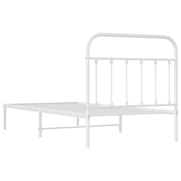vidaXL Metal Bed Frame without Mattress with Headboard White 100x190cm