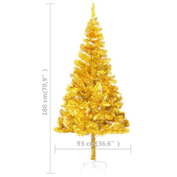 vidaXL Artificial Pre-lit Christmas Tree with Ball Set Gold 180 cm PET