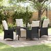 vidaXL Garden Dining Set with Cushion 5 pcs Black Poly Rattan