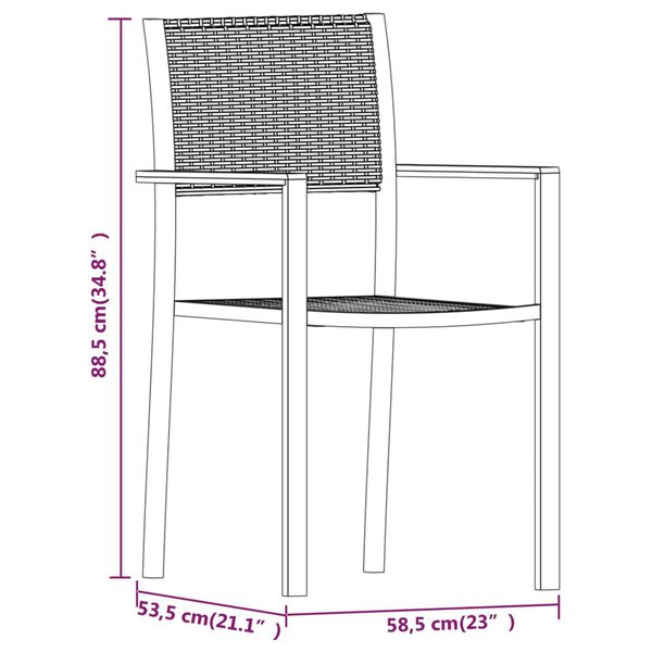 vidaXL 3 Piece Garden Dining Set Black