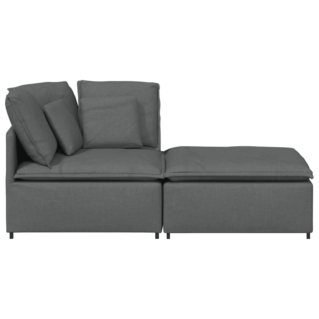 vidaXL Modular Sofa with Footstool&Cushions Fabric Dark Grey