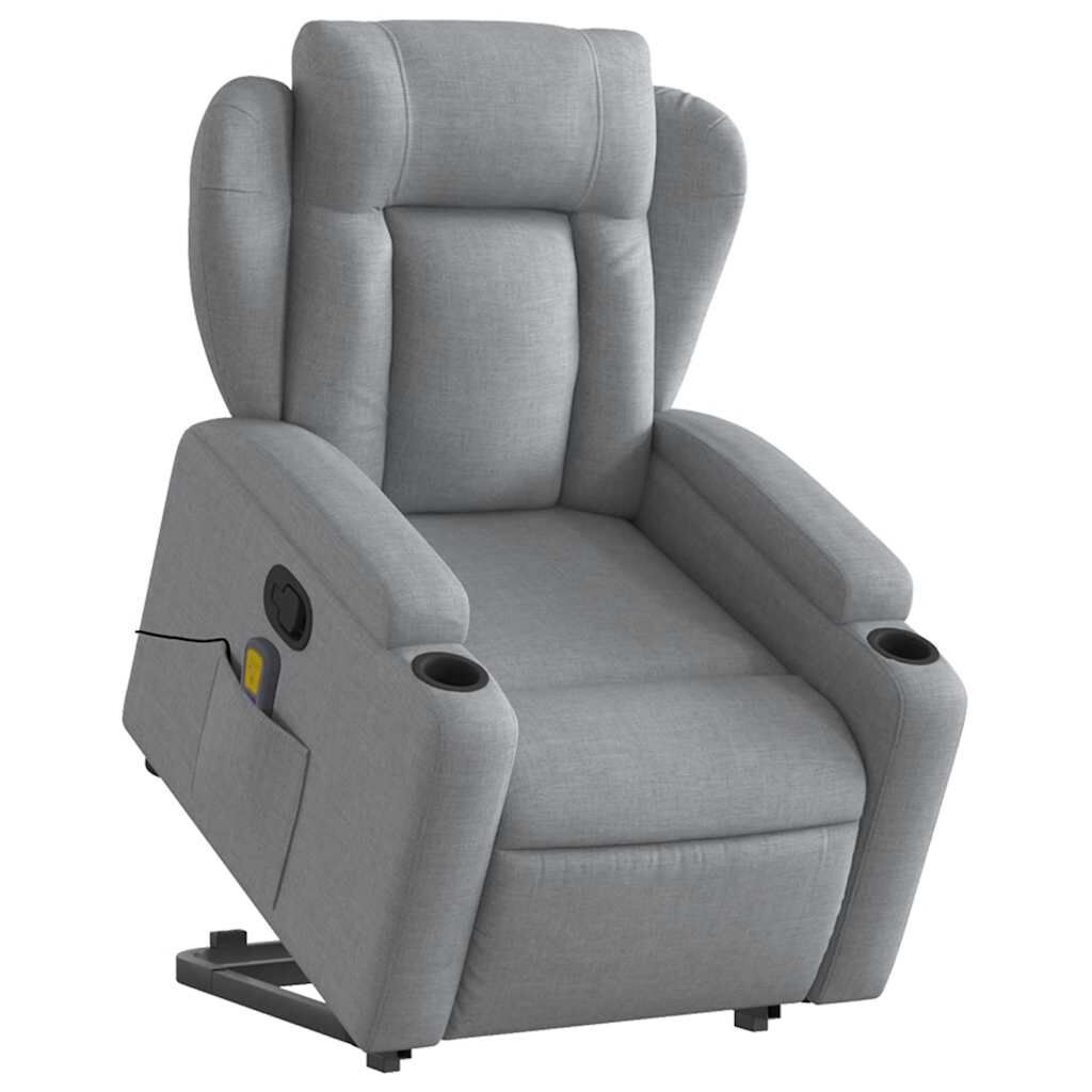 vidaXL Stand up Massage Recliner Chair Light Grey Fabric