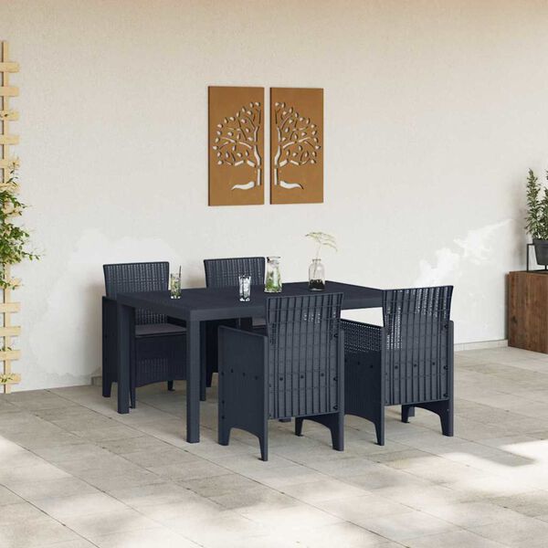 vidaXL Garden Dining Set 5 pcs Anthracite Polt rattan