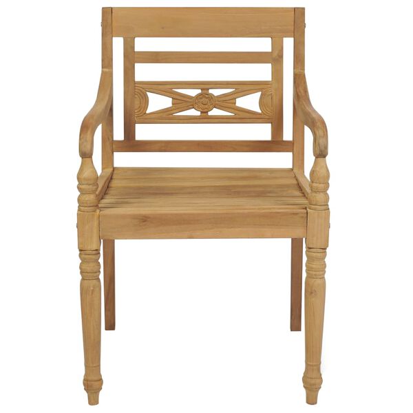 vidaXL Batavia Chairs 2 pcs with Grey Cushions Solid Teak Wood
