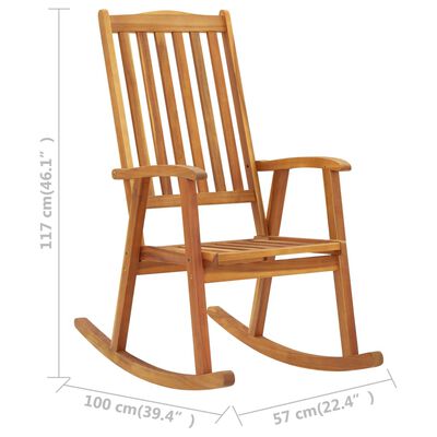 vidaXL Rocking Chair with Cushions Solid Acacia Wood