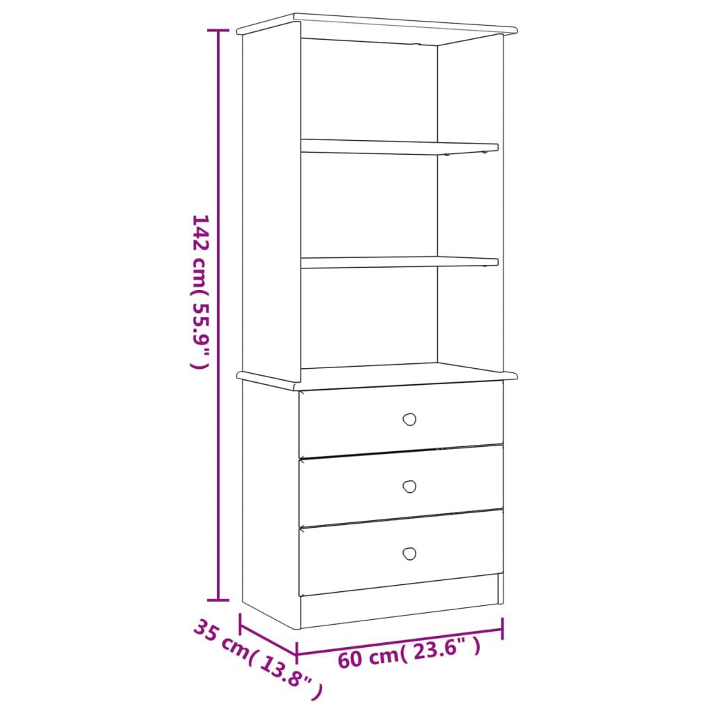 vidaXL Bookcase with Drawers ALTA 60x35x142 cm Solid Wood Pine