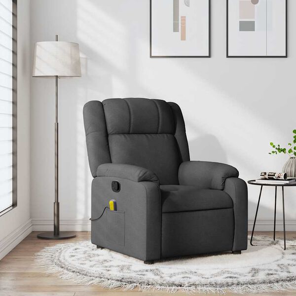 vidaXL Massage Recliner Chair Dark Grey Fabric