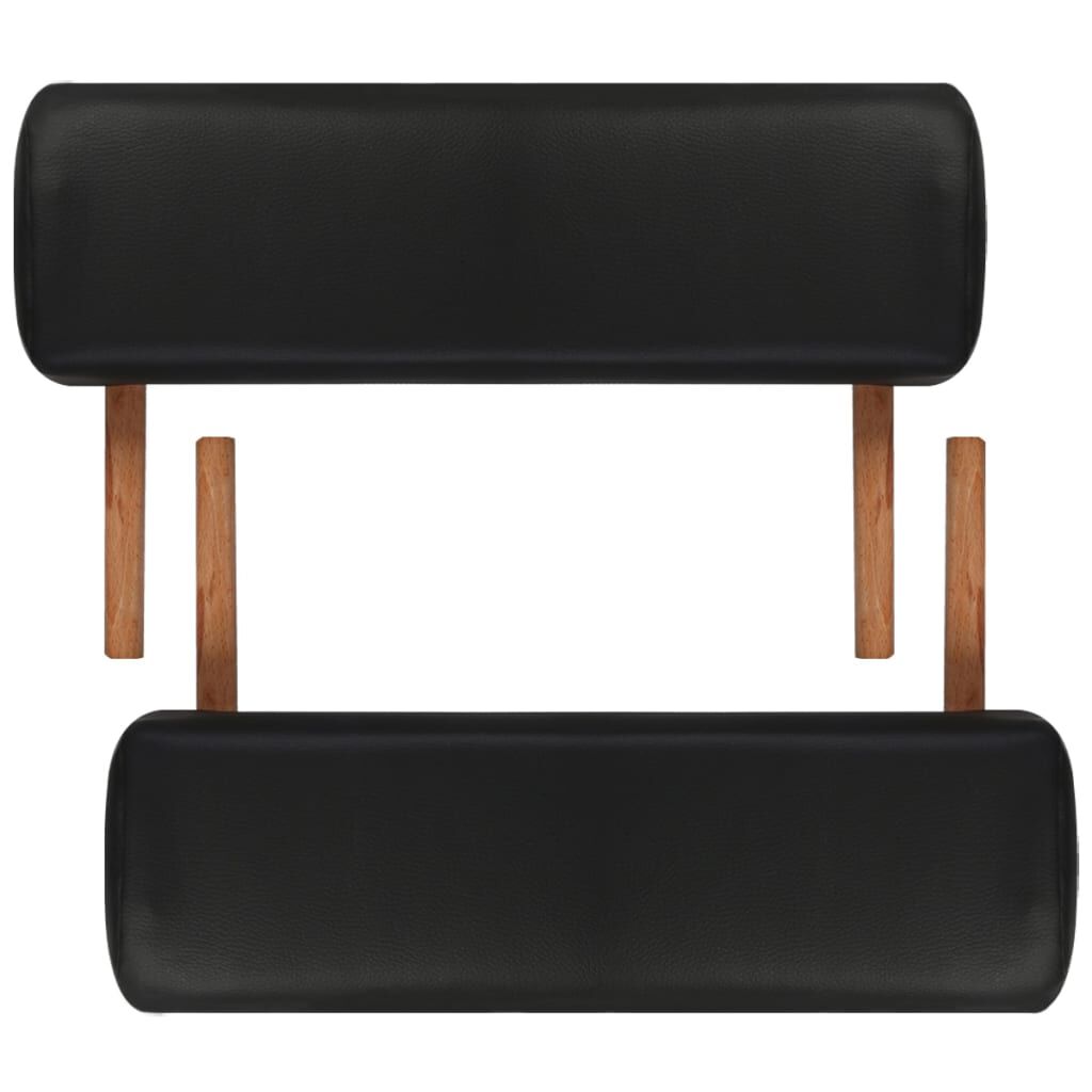 vidaXL Black Foldable Massage Table 2 Zones with Wooden Frame