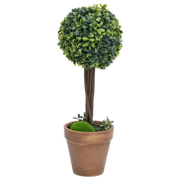 vidaXL Artificial Boxwood Plants 2 pcs with Pots Ball Shaped Green 33 cm