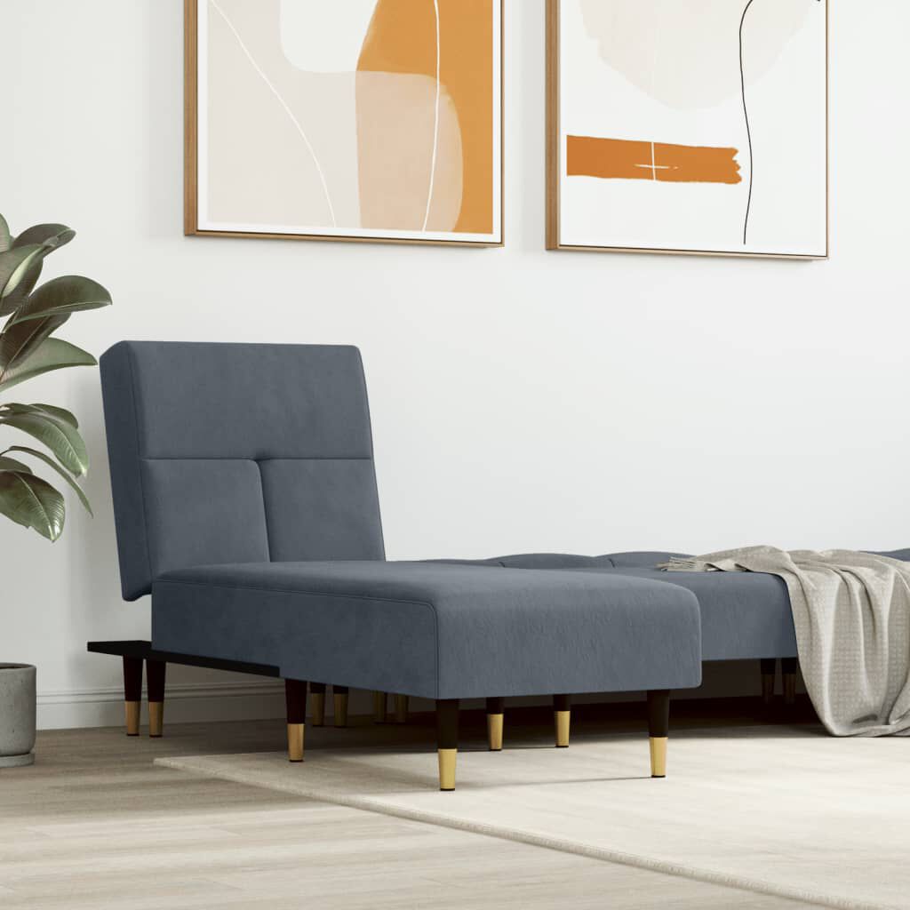 vidaXL Chaise Longue Dark Grey Velvet