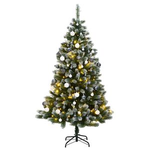 vidaXL Artificial Hinged Christmas Tree 300 LEDs & Ball Set 210 cm