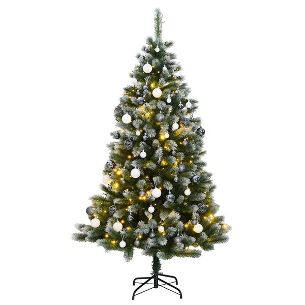vidaXL Artificial Hinged Christmas Tree 300 LEDs & Ball Set 210 cm