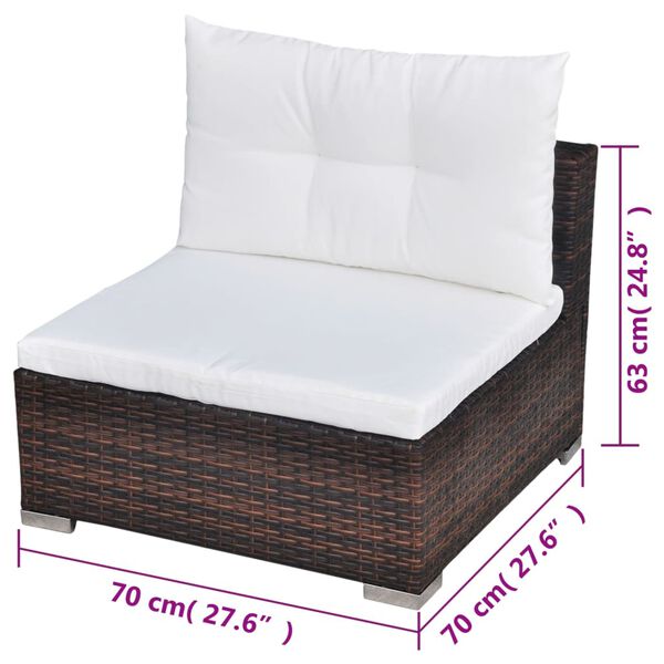 vidaXL 5 Piece Garden Lounge Set with Cushions Poly Rattan Brown
