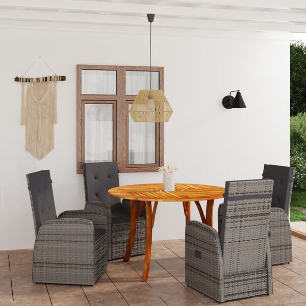 vidaXL 5 Piece Garden Dining Set Grey