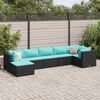 vidaXL 7 Piece Garden Lounge Set with Cushions Black Poly Rattan
