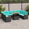 vidaXL 10 Piece Garden Sofa Set with Cushions Black Poly Rattan