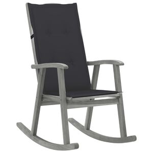 vidaXL Rocking Chair with Cushions Grey Solid Acacia Wood