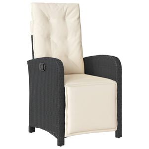 vidaXL Reclining Garden Chair with Footrest Black Poly Rattan