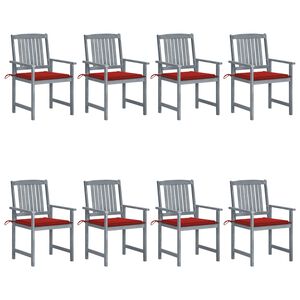 vidaXL Garden Chairs with Cushions 8 pcs Solid Acacia Wood Grey