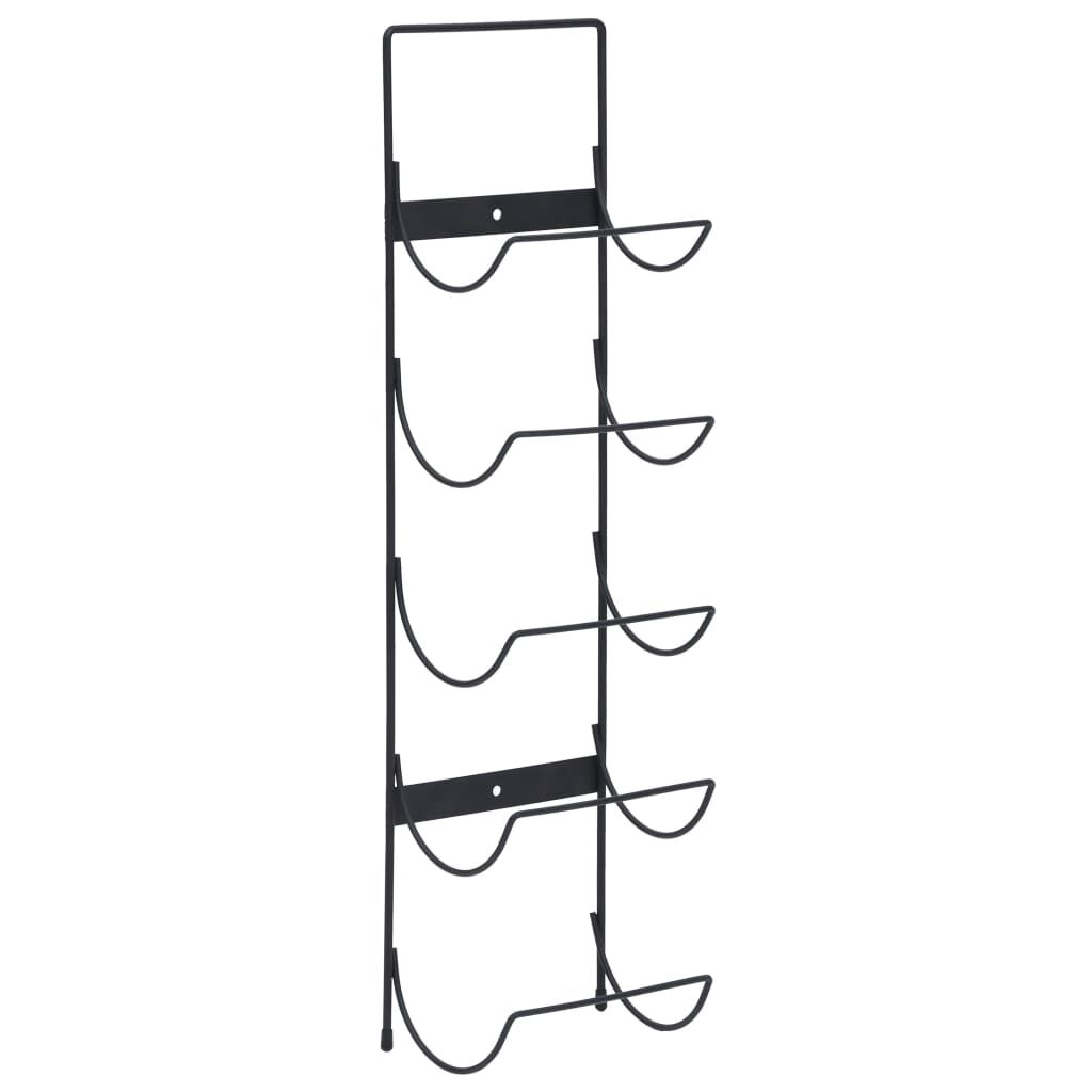 vidaXL Wall Mounted Wine Rack for 5 Bottles Black Iron