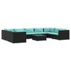 vidaXL 10 Piece Garden Lounge Set with Cushions Poly Rattan Black