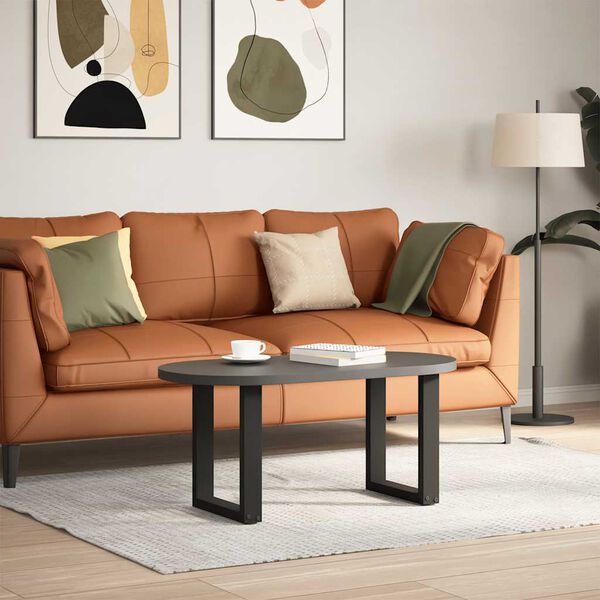 vidaXL Coffee Table Legs U-Shaped 2 pcs Black 28x(42-43) cm Steel
