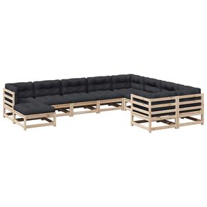 vidaXL 10 Piece Garden Sofa Set with Cushions Solid Wood Pine