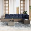 vidaXL Garden Sofa Set with Cushion 7 pcs Grey Poly Rattan