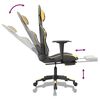 vidaXL Gaming Chair with Footrest Black and Gold Faux Leather