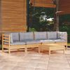 vidaXL 5 Piece Garden Lounge Set with Grey Cushions Solid Pinewood