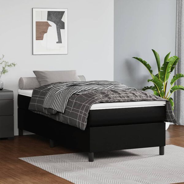 vidaXL Bed Frame without Mattress Black Twin Faux Leather (US Only)
