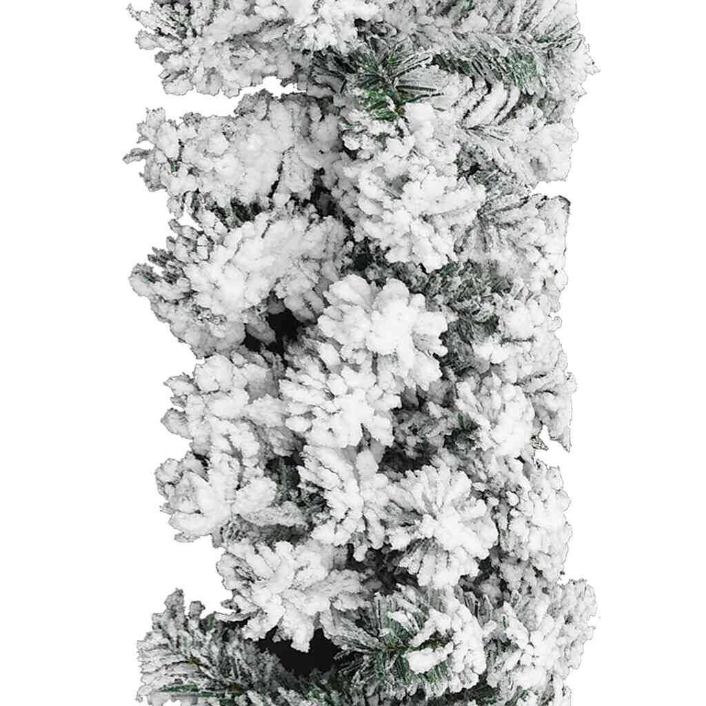 vidaXL Christmas Garland with LEDs&Flocked Snow Green 20 m PVC