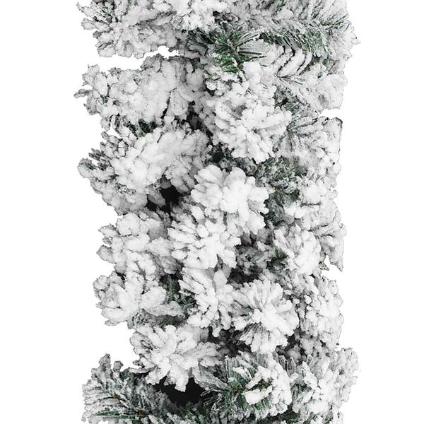 vidaXL Christmas Garland with LEDs&Flocked Snow Green 20 m PVC