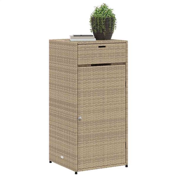 vidaXL Garden Storage Cabinet Beige 55x55x111 cm Poly Rattan