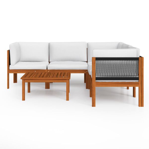 vidaXL 6 Piece Garden Lounge Set with Cushions Cream Solid Acacia Wood