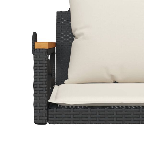 vidaXL Swing Bench with Cushions Black 63x62x40 cm Poly Rattan
