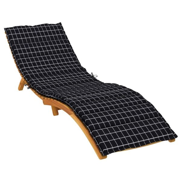 vidaXL Sun Lounger Cushion Black Check Pattern Oxford Fabric