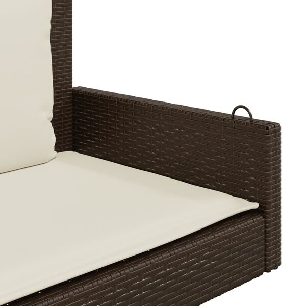 vidaXL Swing Bench with Cushions Brown 119x56x48 cm Poly Rattan